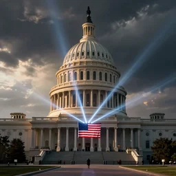 Homelander storming the capitol lasers the american flag, movie screencap