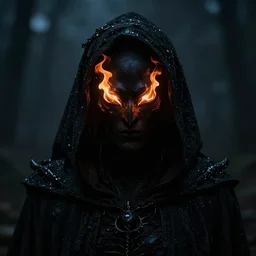 a figure of darkness with eyes of fire