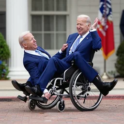 joe biden falling off his wheelchair faceplanting on the ground, award winning photo