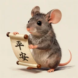 a painting of a mouse holding a chinese scroll, concept art by toshi yoshida, cgsociety, fantasy art, official art, concept art, 2 d game art