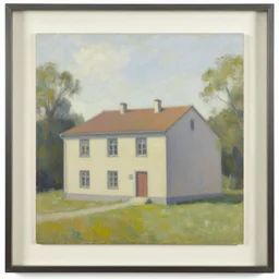 a beautiful painting of a building in a serene landscape by  Terese Nielsen