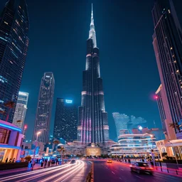 neon streets of dubai, 4 k, award winning photo, cyberpunk style