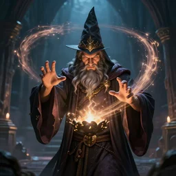 a wizard casting schmoozing magic