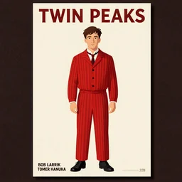 Twin Peaks poster artwork by Michael Whelan, Bob Larkin and Tomer Hanuka, of a solo individual portrait of Channing Tatum wearing a 1920s red striped outfit, dapper, simple illustration, domestic, nostalgic, full of details, by Makoto Shinkai and thomas kinkade, Matte painting, trending on artstation and unreal engine
