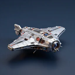 a small c 4 d rendered spaceship toy, popular colour, complete, realistic, exquisite detail, metallic, solid color background, from 2 0 5 0, central composition, cinematic light, sci fi, global illumination, matte painting, high detailed, unreal engine, octane render, 4 k, hd, high quality, bionics, like an insect