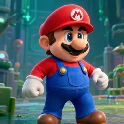 super mario in matrix movie, cinestill 8 0 0 t, cinematic shot