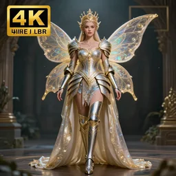 full length photo of a very beautiful!! fairy queen with ornate sparkling armour, highly detailed, 4 k, hdr, smooth, sharp focus, high resolution, award - winning photo