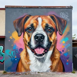 jake the dog as a graffiti mural by lee, masterpiece, trending on artstation