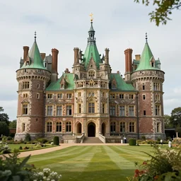 England and Wales fairytale victorian castle with a fairytale green roof photorealistic cinematic highly detailed 19th century photorealistic