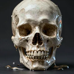 portrait of a melting skull. razor sharp teeth. intricate abstract. intricate artwork. by Tooth Wu, wlop, beeple, dan mumford. octane render, trending on artstation, greg rutkowski very coherent symmetrical artwork. cinematic, hyper realism, high detail, octane render, 8k, iridescent accents