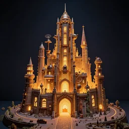 mc escher and hr giver inspired neon lighted claymation diorama of the huge steampunk citadel by wes anderson