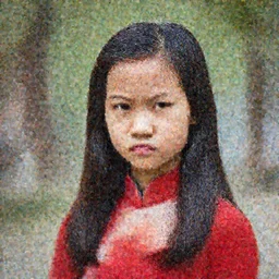 portrait of 13-year old Vietnamese girl with defiant look