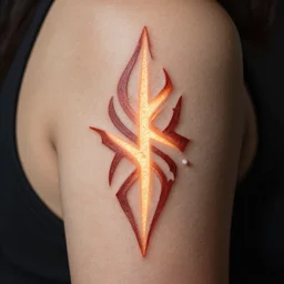 , glowing tribal runes tattoo, simplistic