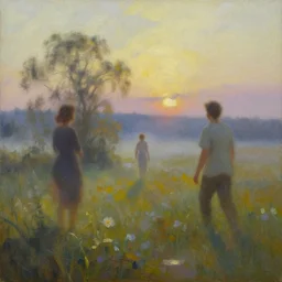 an oil painting of the joys of the morning, amazing landscape