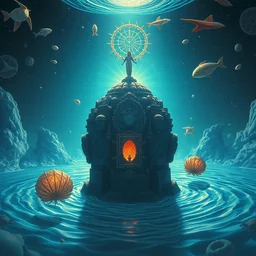 aquatic by beeple, artgerm, salvador dali, bruce pennington, frank, stella, makoto shinkai, angus mckie, alex grey, don bluth, ernst haeckel, chris moore, kaja foglio, andre masson, dr. suess, brian despain, chesley bonestell. symbolism, surrealism, artstation,