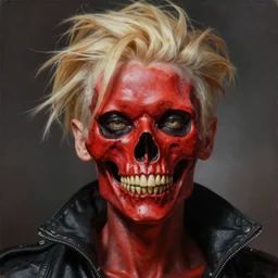 ultra realistic portrait painting of tilda swinton as red skull, art by frank frazetta, 4 k, ultra realistic, highly detailed, epic lighting