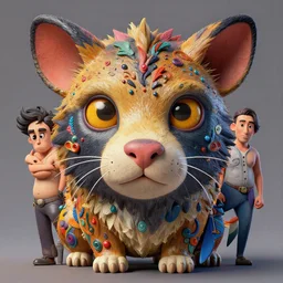 stylish colourful caricature - 3 d vfx art - of a animal, art style by zdzisaw beksinski, hsiao - ron cheng & tadanori yoko, character concept art, unreal engine render, digital illustration, sharp, intricate detail, volumetric light, ray tracing, soft light, claymation style, symmetric, acrylic on canvas, pinterest, artstation,