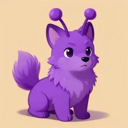 furry ( fandom ) art of a cute anthropomorphic purple dog with alien antennas, digital art, painting, trending on furaffinity
