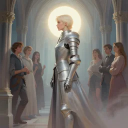 dynamic side profile concept art by thomas blackshear, imogen poots as neo - gothic holy space knight, brilliant halo, matte painting, extremely emotional, pastel colours, realistic shaded lighting poster by hsiao ron chen, artgerm, lawren harris, eve ventrue, magali villeneuve, jeremy lipkin, rob rey, christophe vacher