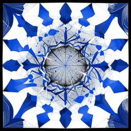 album cover art for kanji queen over tessellation blue white black by akihiko yoshida