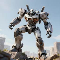 human sized mecha doing hardcore parkour, photorealistic 3 d octane render, unreal engine