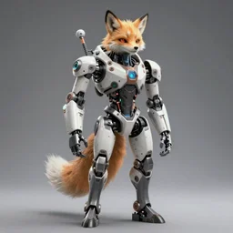 photo full body of anthropomorph scifi fox robot, arstation, ultra detailed, photo realistic, 8k