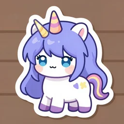 die cut sticker of anime chibi kawaii cute tsundere unicorn