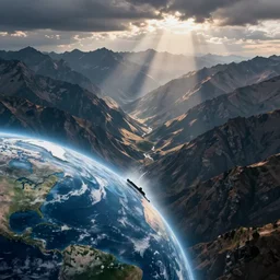 the edge of the flat earth, national geographic photograph, water falling into nothing, mountains