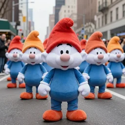 a parade of stuffed smurfs marching down 5 th ave manhattan on st. patrick's day, 8 k, photo realistic, extremely life like