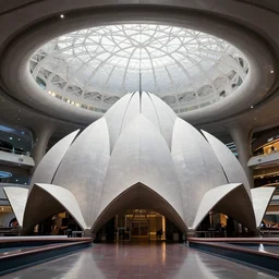 interior of a futuristic lotus temple, by zaha hadid, intricate contemporary architecture, photo journalism, photography, cinematic, national geographic photoshoot