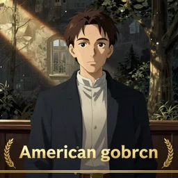 the 'american gothic' painting in the anime style