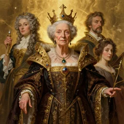 highly detailed portrait of a majestic queen in the form of an old woman. d & d. art by donato giancola, eugene delacroix, ruan jia, carl larsson, peter mohrbacher. trending on artstation, intricate details, energetic composition, golden ratio, concept art, illustration, elegant art, global illuminaition