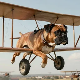 a boxer dog flying a biplane in the war highly detailed illustration, very detailed, extreme detail
