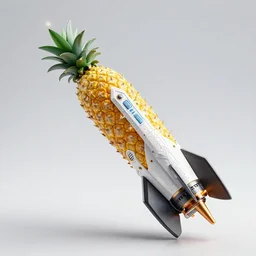 high quality product photo of a pineapple rocket launcher, futuristic design