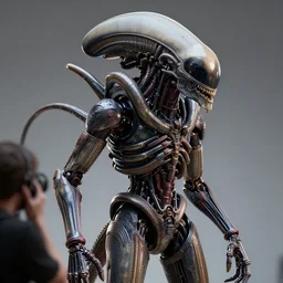 xenomorph robot inspired by demon by photographed by simon hjortek, unreal engine, portrait, f / 2. 8, 1 6 k, perfectionism, halfrear lighting, insanely detailed and intricate, hypermaximalist, hyper realistic, super detailed