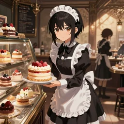 Nekopara maids serving cakes at a patisserie in Yharnam from Bloodborne