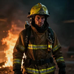 bladerunner 2049 fire fighter dull muted colors emissives volumetric lighting rtx on intimidating Ryan Church beautiful cinematography Roger Deakins Jeremy Saulnier art station ue5
