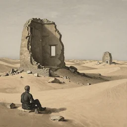 the desert of ruins by greg rutkowski, zdzisław beksinski, gustave dore, edward gorey,