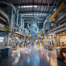 an insanely intricate detailed beautifull 3 d render of a modern factory interior, unreal engine, octane render, redshift, 8 k resolution, colorfull, intricate reflexions, soft dramatic lighting, cinematic, subsurface scattering, anti aliashing,