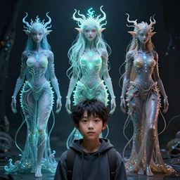 the three fates. bioluminiscent creatures, intricate artwork by Tooth Wu and wlop and beeple. octane render, trending on artstation, greg rutkowski very coherent symmetrical artwork. cinematic, hyper realism, high detail, octane render, 8k