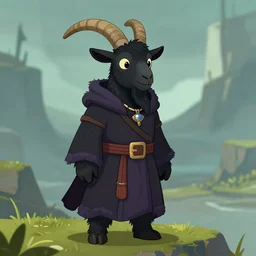 an anthropomorphic black goat wizard in morrowind, screenshot