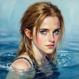 portrait of emma watson final fantasy vii water - color painting by amano yoshitaka ultra realistic highlyz detailed sharp focus cinematic light