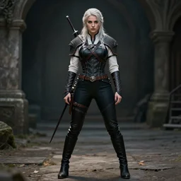 full body beatiful Ciri from the witcher, attractive pose, cinematic, wallpaper