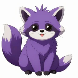 purple stelarraccoon in the style of Yoshitaka Amano