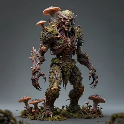full body and face in frontal view, a extremely scary horror photograph of a fantasy creature made out of nature and fungus, intricate, hyperrealism, sharp focus, cinematography, highly detailed, octane render, horror cgi 4 k, matte, photograph by professional photographer