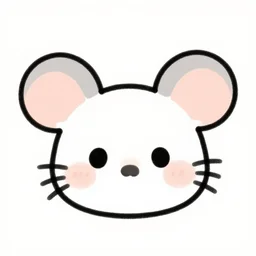 Cute simple drawing of a mouse head in a japanese kawaii style