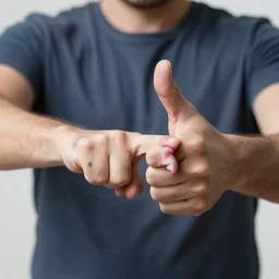 a man smashing that like button with his fingers, hyper realistic detailed studio photo