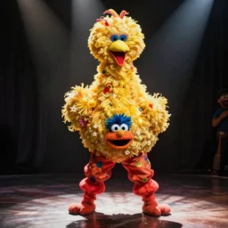 freddy mercury dressed as big bird from sesame street
