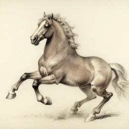 a galloping wild horse, gestural-pencil-study by da-vinci