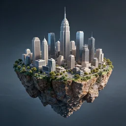 wallpaper of a city built on a floatingisland rock in space, the city is on a rock broken out of the ground, in the style of berserk by kentaro miura